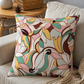 Abstract Printed & Embroidered | 16 x 16 inch | Spring Summer Cushion Cover