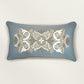 Polyester Blend Blue Cushion Cover- Applique & Machine Embroidered with Cord Piping  12x22 inches, Set of 1