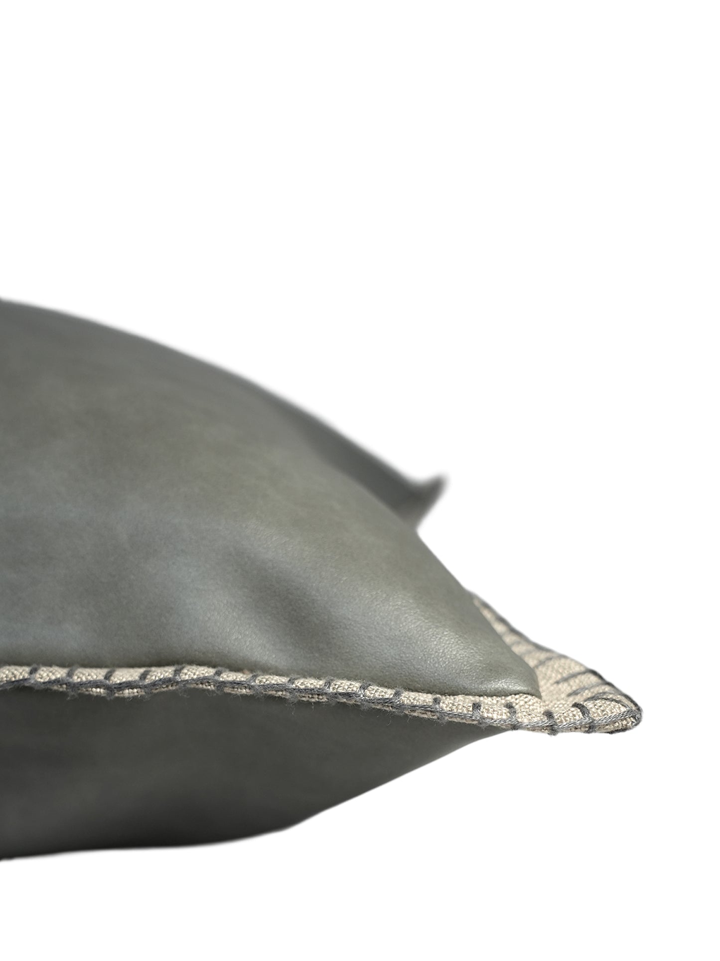 Leather Black Cushion Cover -Flat Piping & Hand Detailing, 18x18 inches, Set of 1