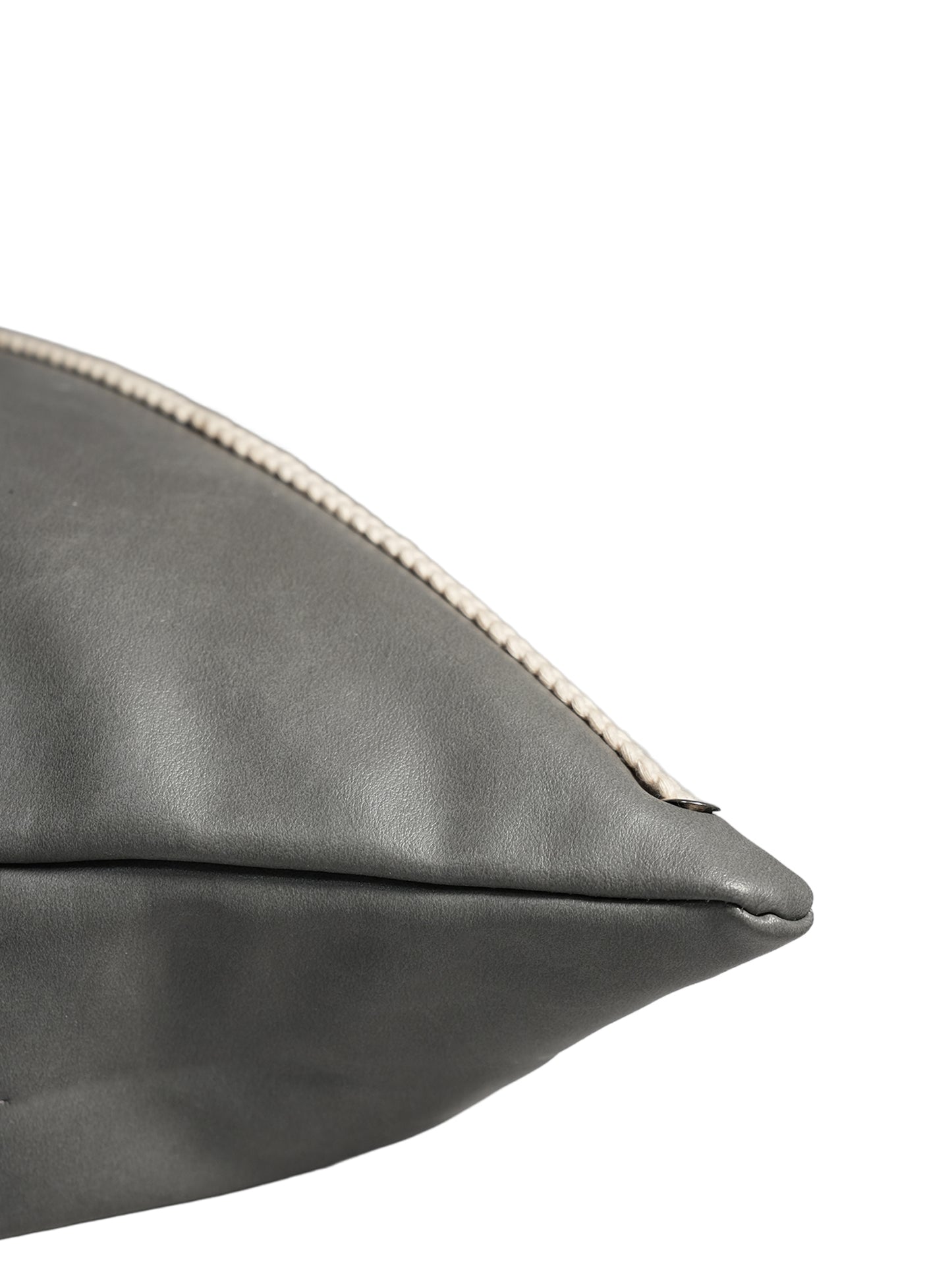 Zeba Leather Cushion Cover - Grey ,Patchwork 16x16''