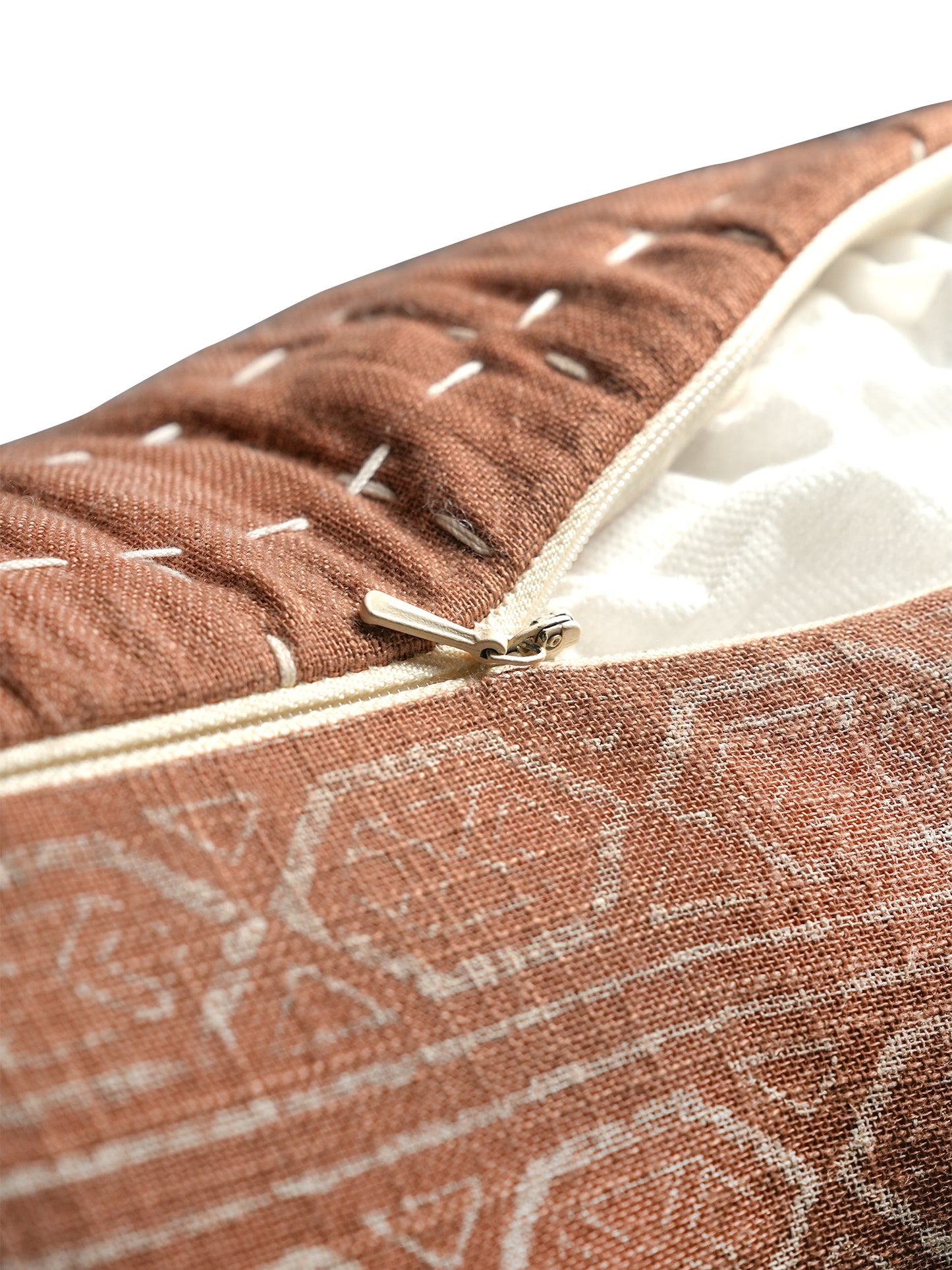 Block Printed Cushion Cover | Quilting - Linen 16 x 16 inches