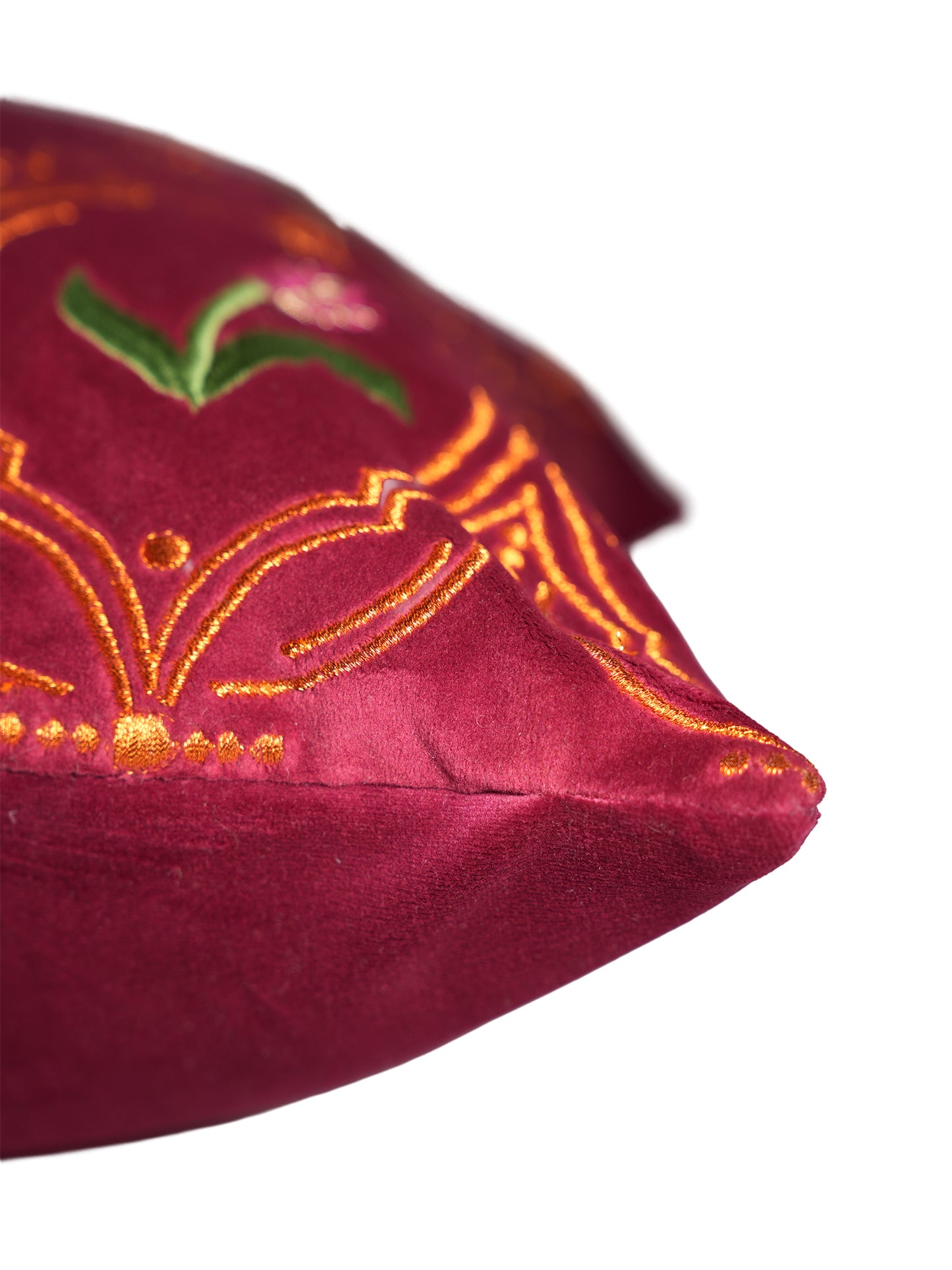 Hand Embroidered Pichwai Cushion Cover | Palm Trees Velvet 18x18 Inches