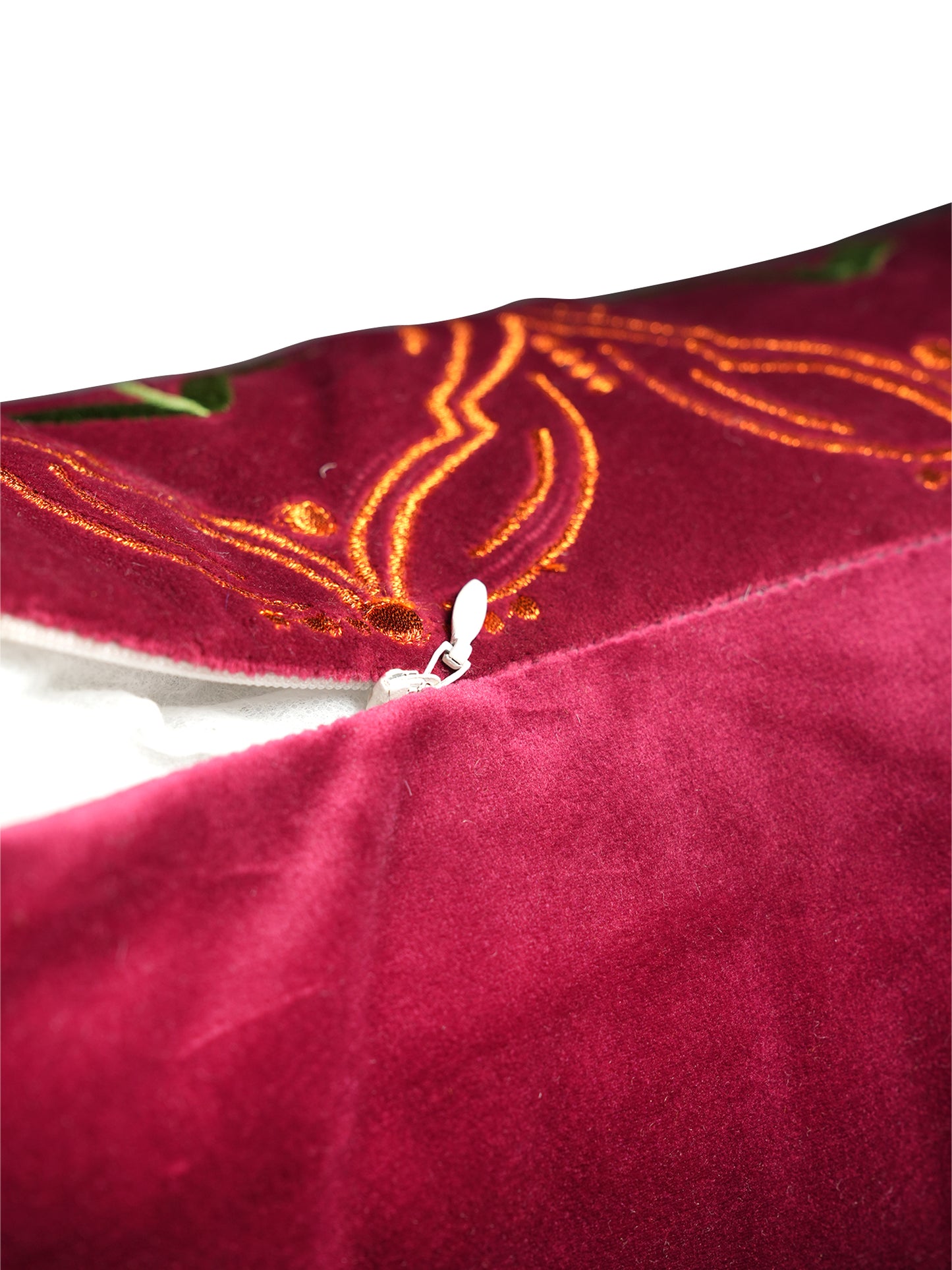 Hand Embroidered Pichwai Cushion Cover | Palm Trees Velvet 18x18 Inches