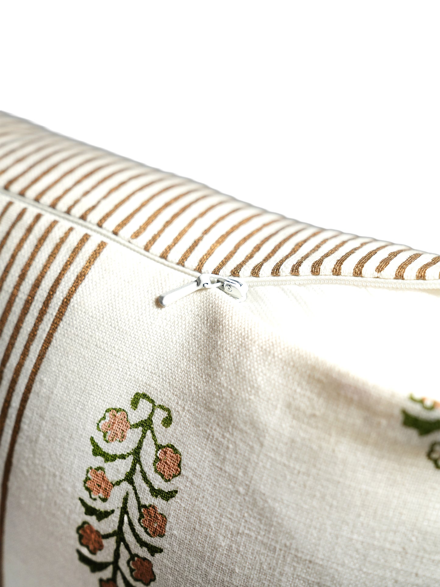 Block Printed Cushion Cover | Stripes with Butti Cotton 12 x 22 inches