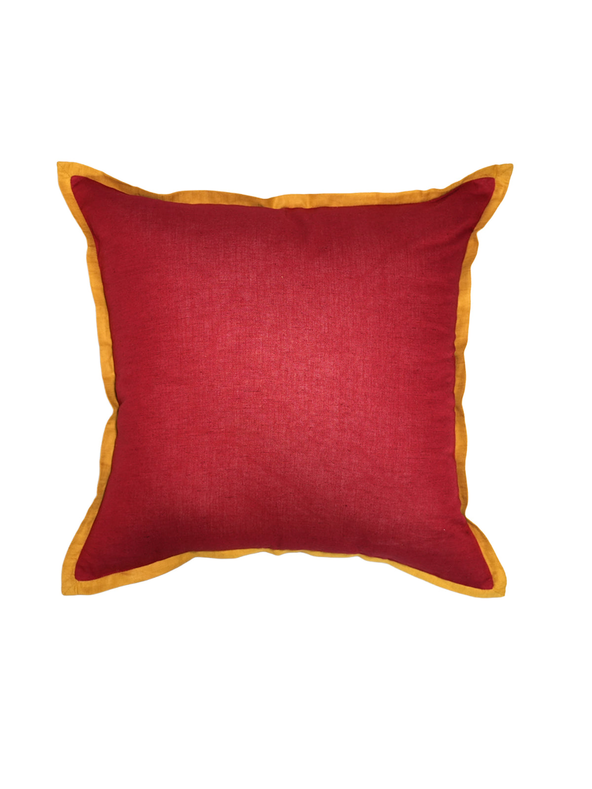 Linen Cushion Cover – Red, Flat Piping 16x16 inch Set of 1