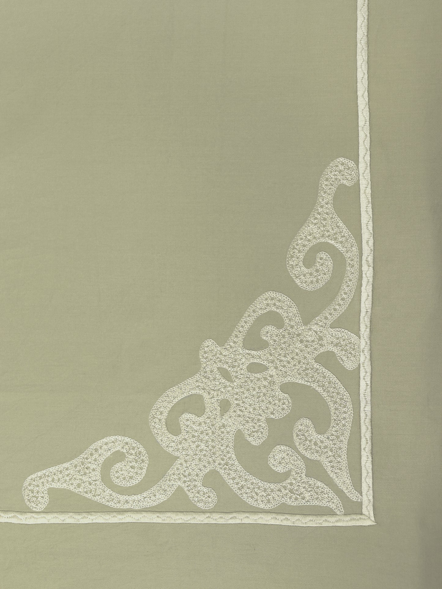 Bed Sheet King Size Aari Embroidery Cotton Green - 108" x 108", 17" x 27"