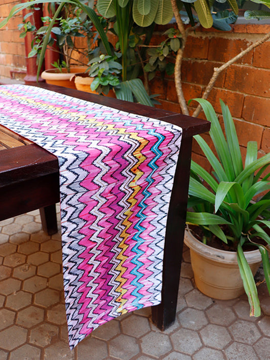 Table Runner 100% polyester Chevron Multi - 12" X 84"