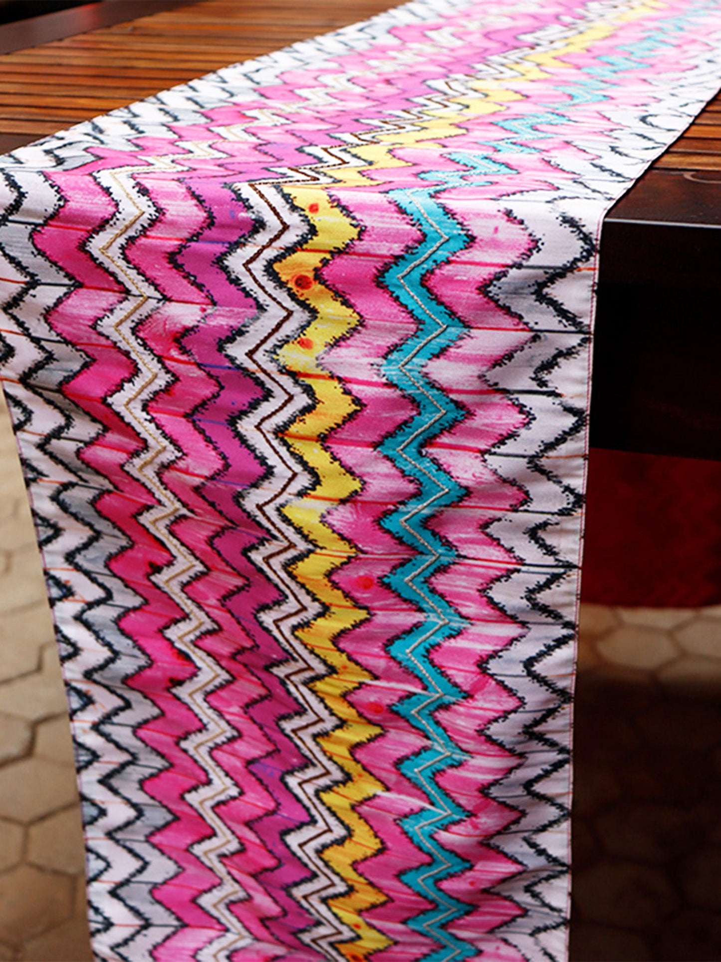 Table Runner 100% polyester  Chevron  Multi - 12" X 84"