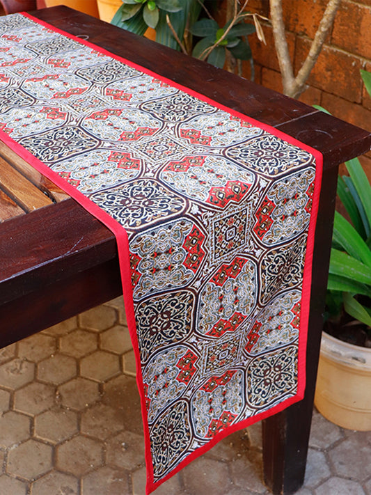 Table Runner Poly Canvas Digital Print With Flat Piping Multi - 12" X 84"