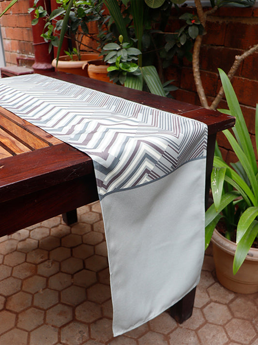 Table Runner Poly Canvas Geometric Digital Printed Sage Green - 12" X 84"