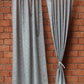 Door Curtain Cotton Blend Beautiful Gemotric Paisley Light Grey And Bronze Khadi - 52" X 90"
