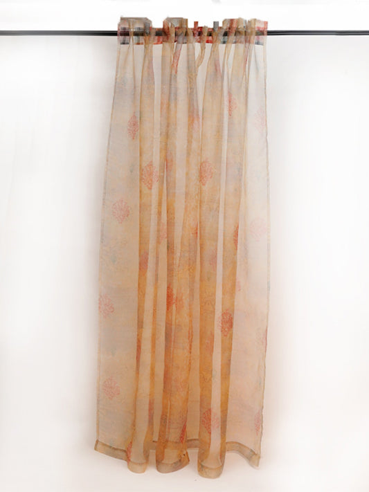 Door Transparent Sheer Curtain Polyester Abstract Yellow - 50" X 90"