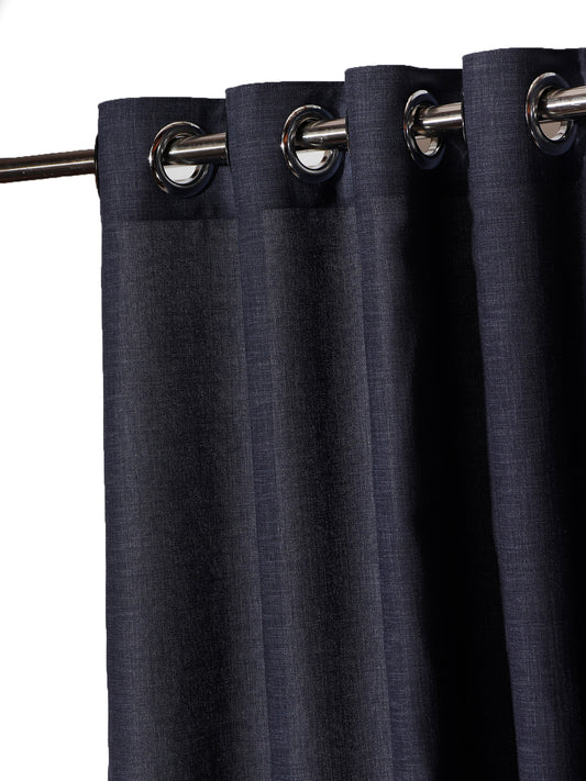 Window Curtain Polyester Blend Basket Weave Dark Blue - 50" X 60"