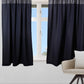 embroidered window curtain in set of 2 panels in dark blue color with rod pocket for hanging - 50x60 inches