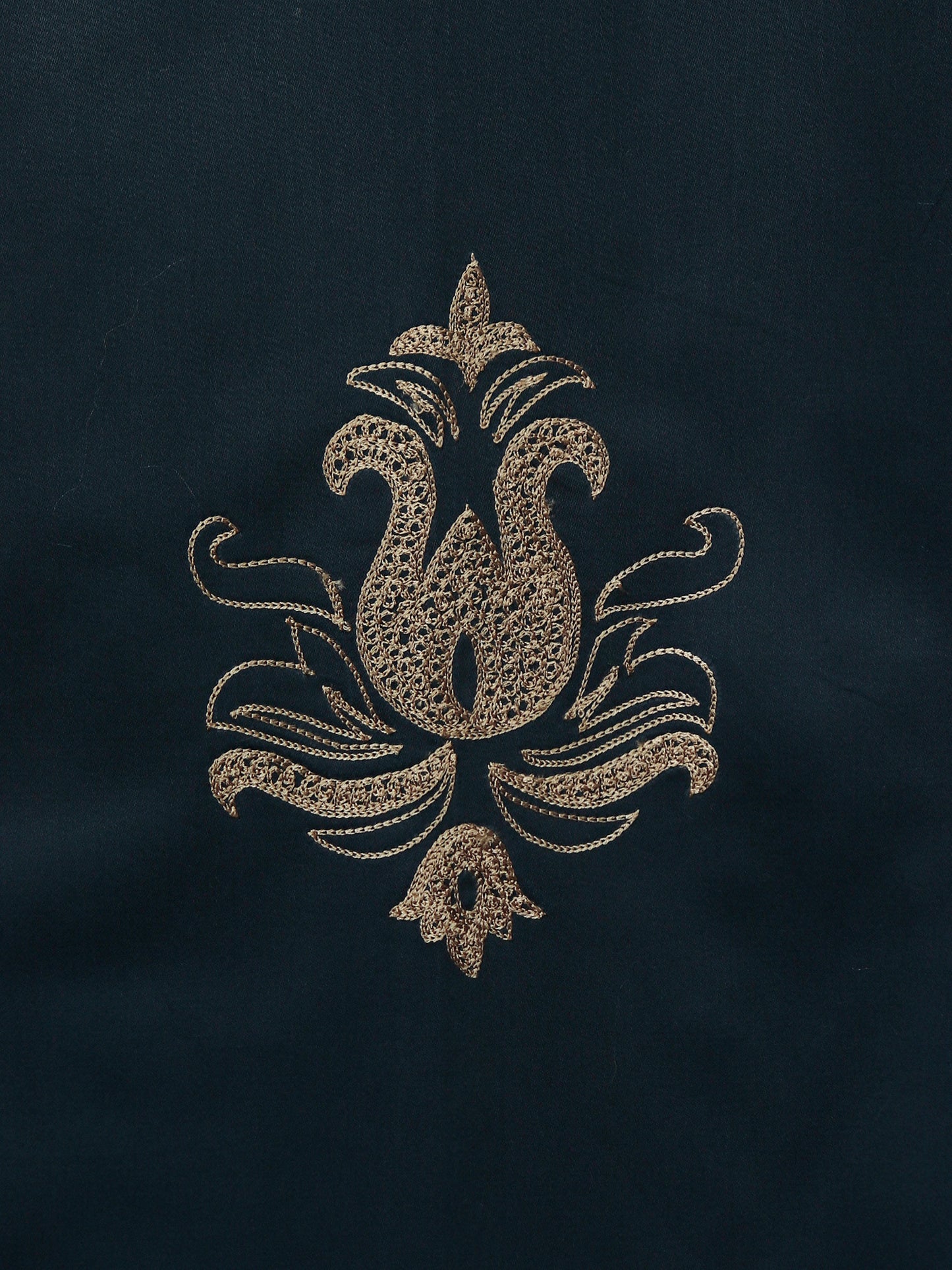 Door Curtain Motiff Embroidered Rod Pocket Blue - 52" X 84"