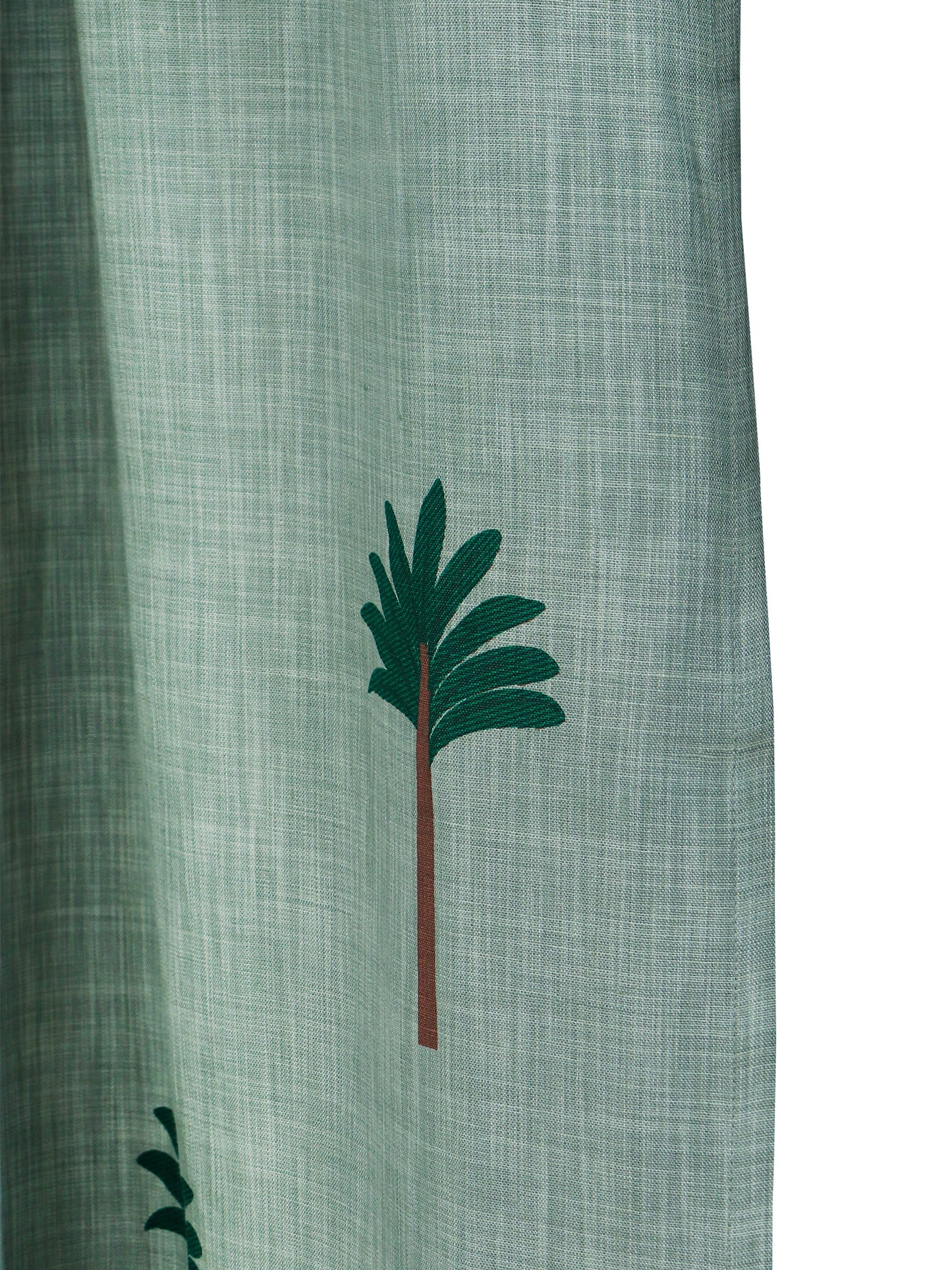 Door Curtain Screen Printed Coconut Tree Rod Pocket Green - 52" X 90"