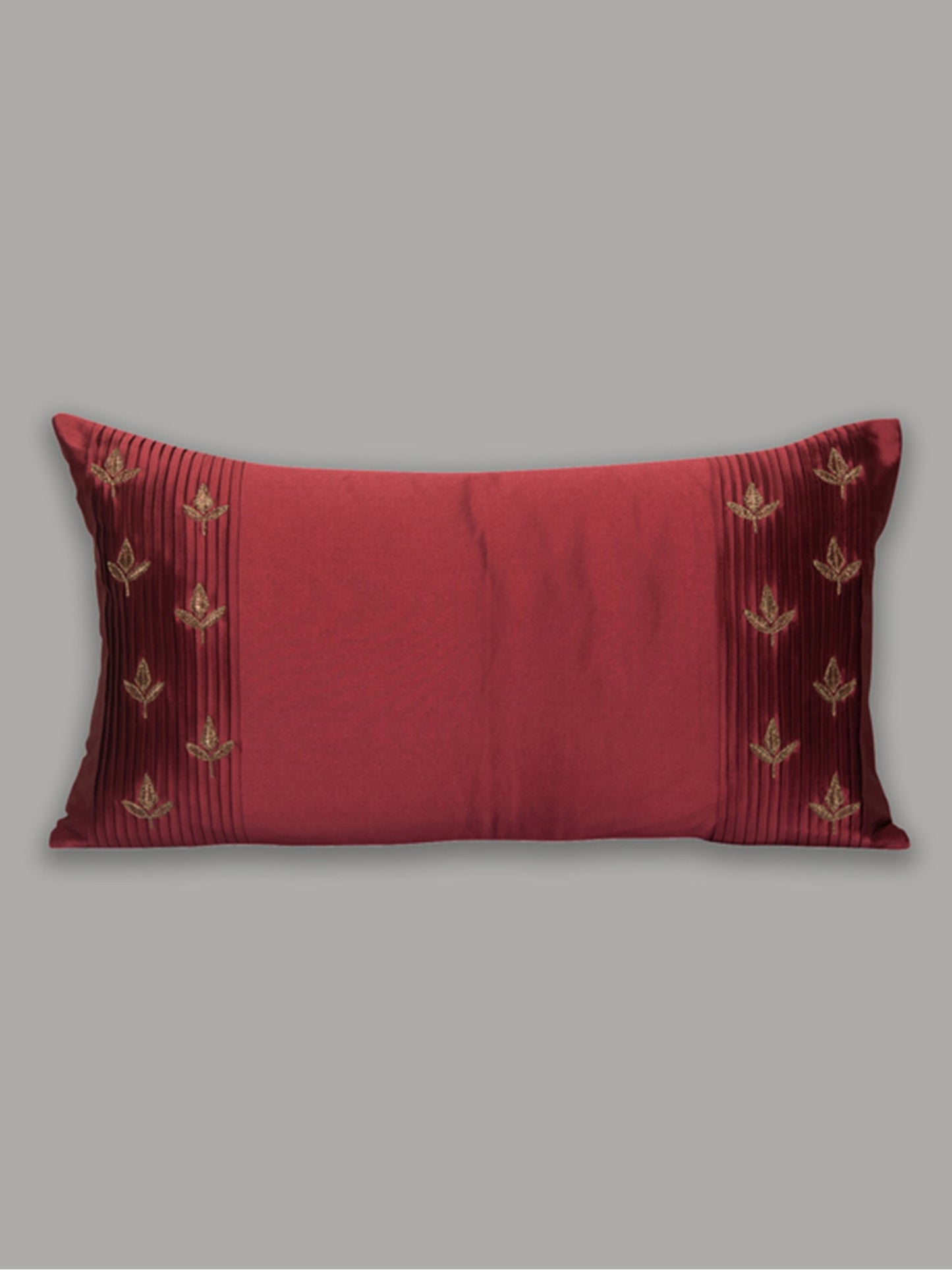 Embroidered Cushion Cover 100% Polyester Pinching Solid - 12" X 22"