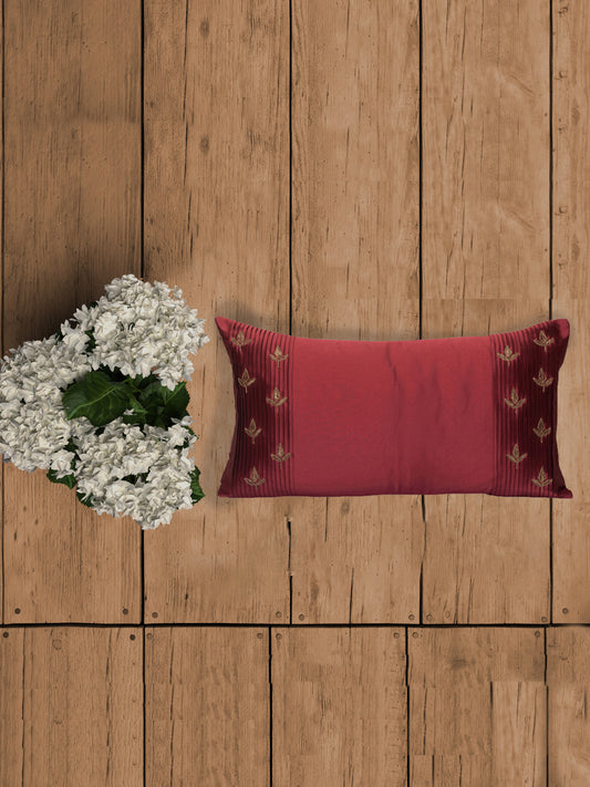 Embroidered Cushion Cover 100% Polyester Pinching Solid - 12" X 22"