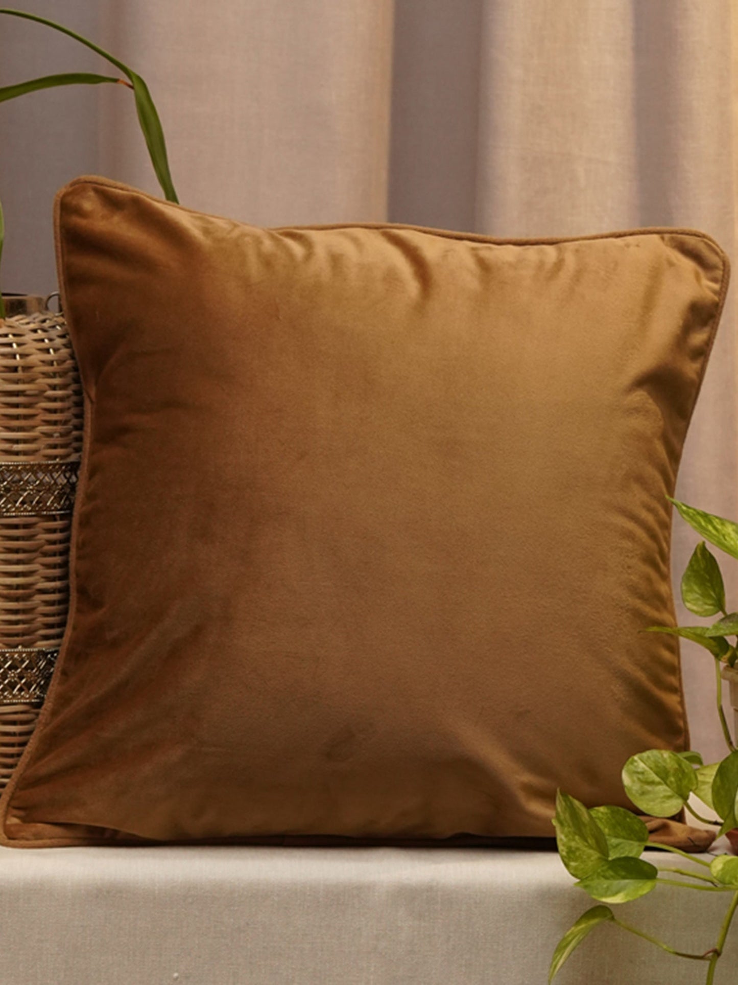 Cushion Cover Velvet  Brown - 20"X 20"