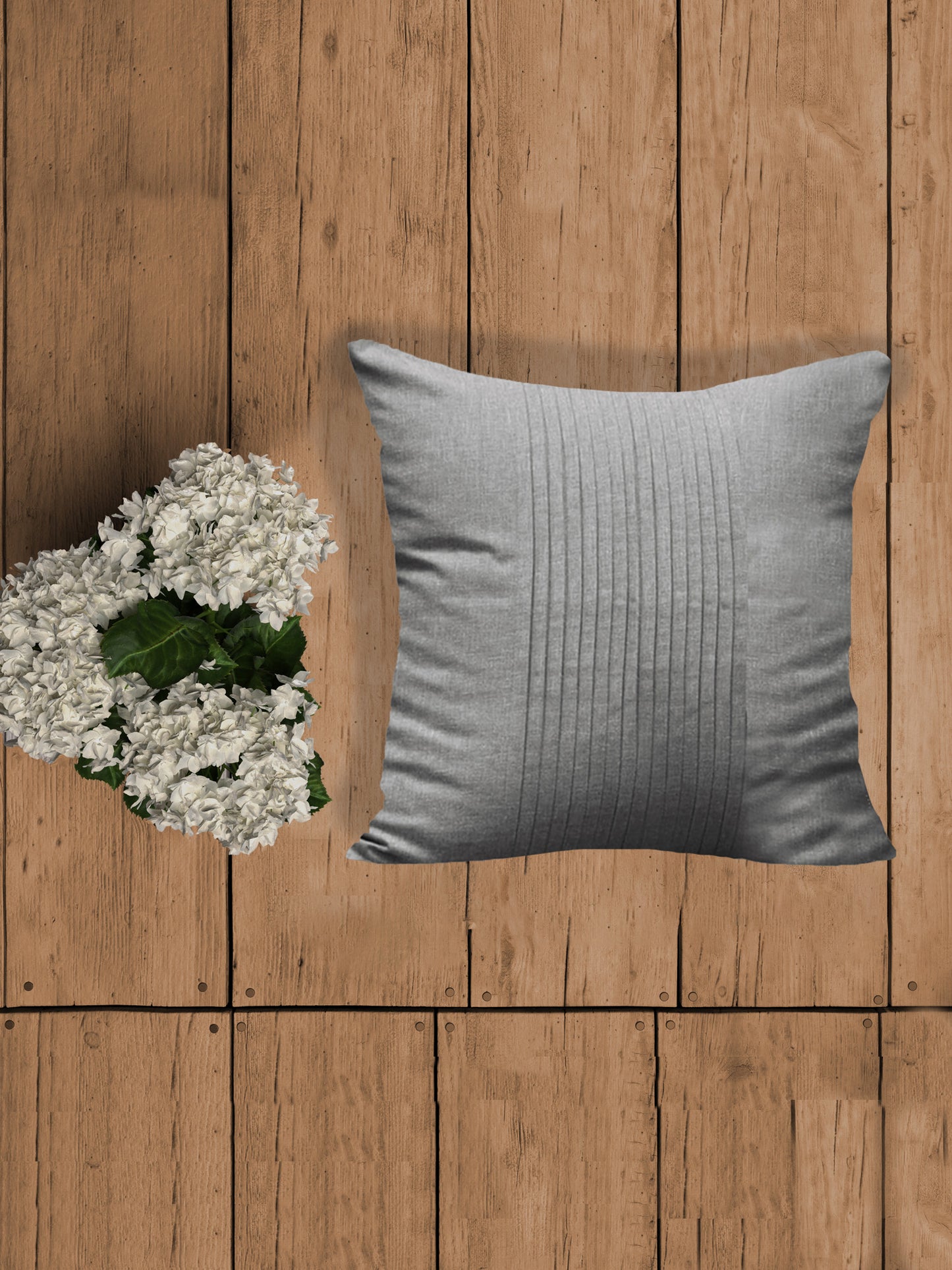 Technique Cushion Cover Pleated 100% Cotton Beige - 20" X 20"