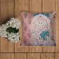 Embroidered Cushion Cover Velvet Digital Print  Dusky Rust - 16" X 16"