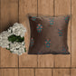 Embroidered Cushion Cover Velvet Cord Piping Off White/Green - 20" X 20"