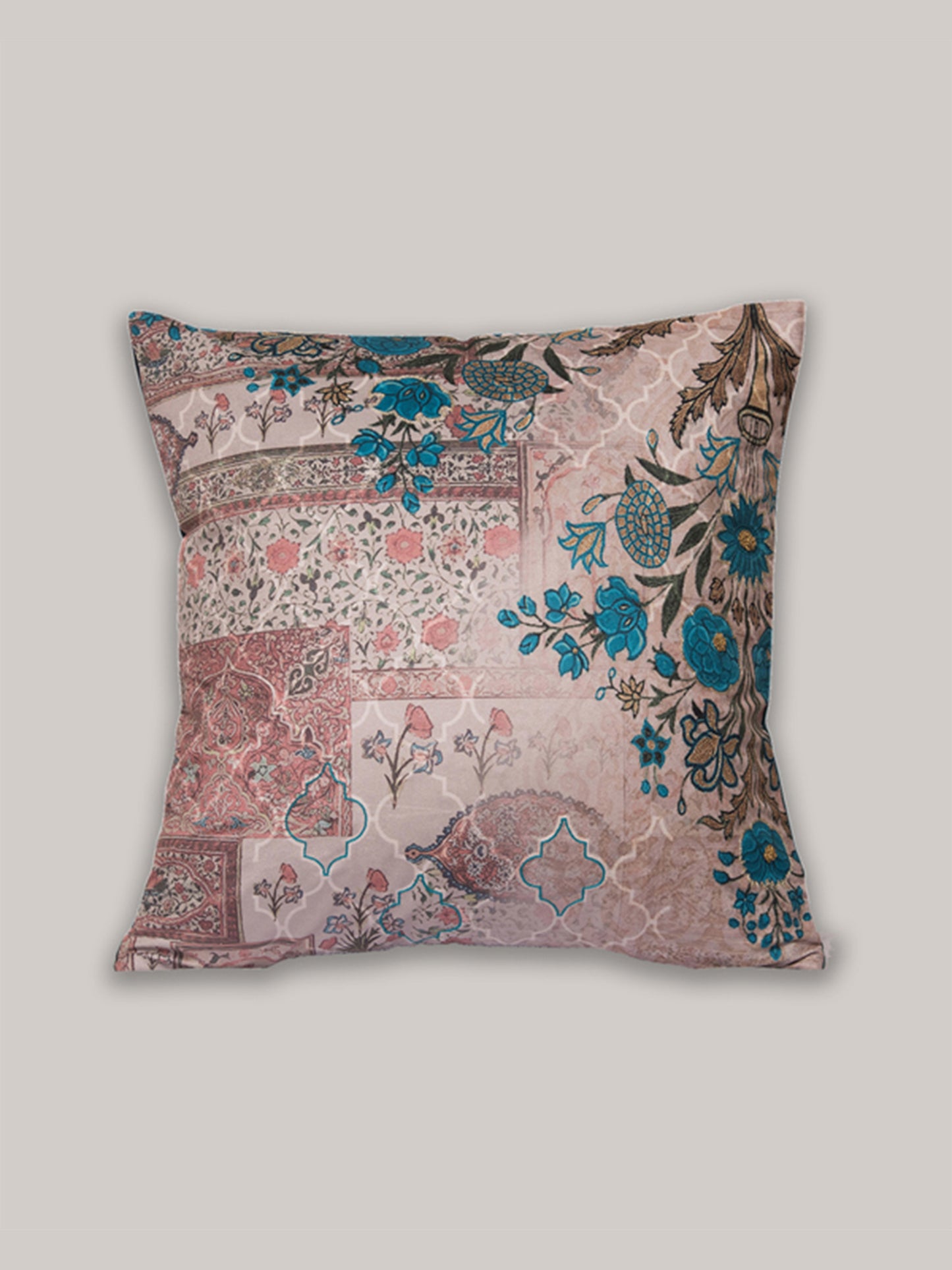 Embroidered Cushion Cover Velvet Cord Piping Green  - 20" X 20"