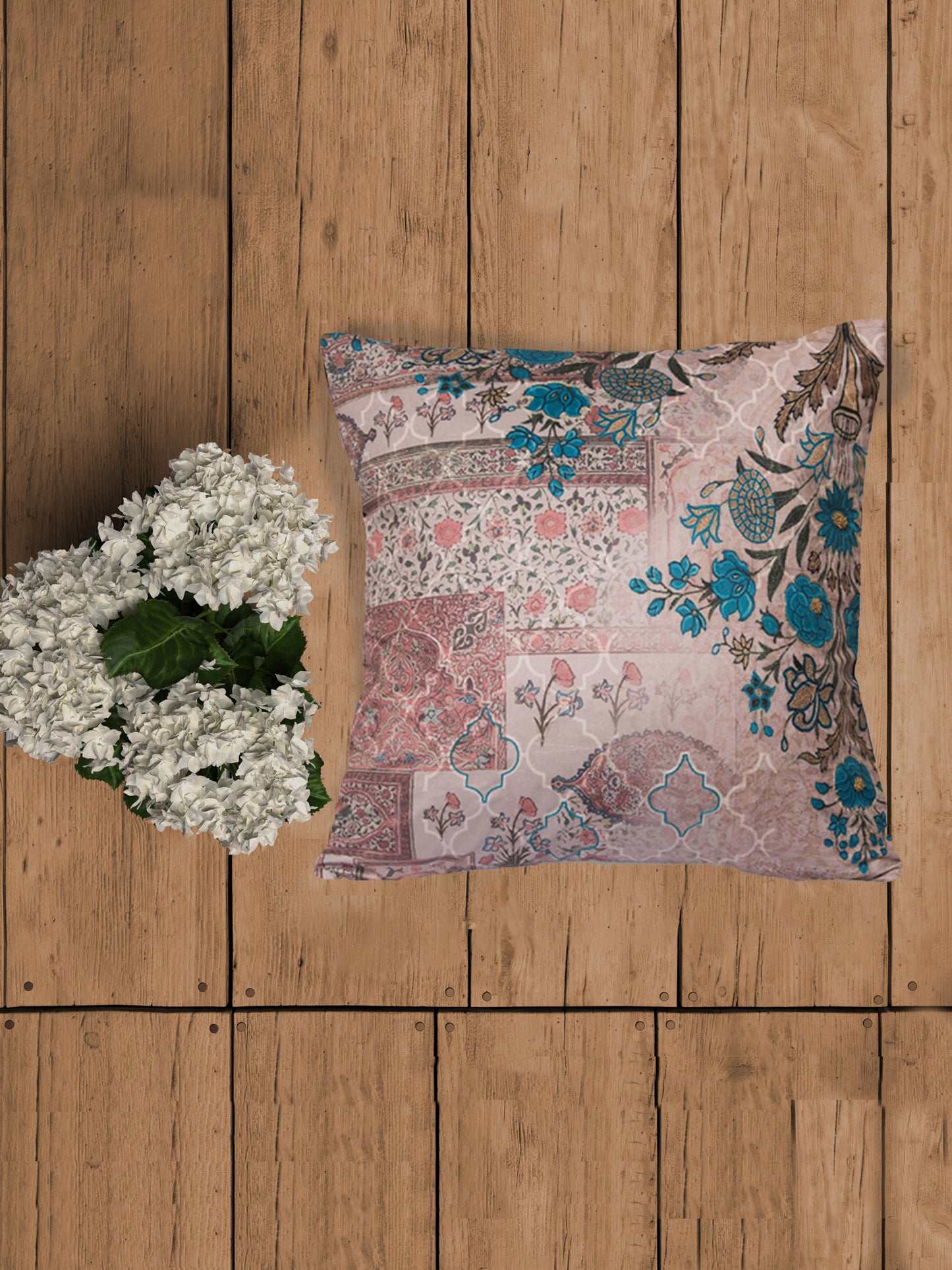 Embroidered Cushion Cover Velvet Cord Piping Green  - 20" X 20"