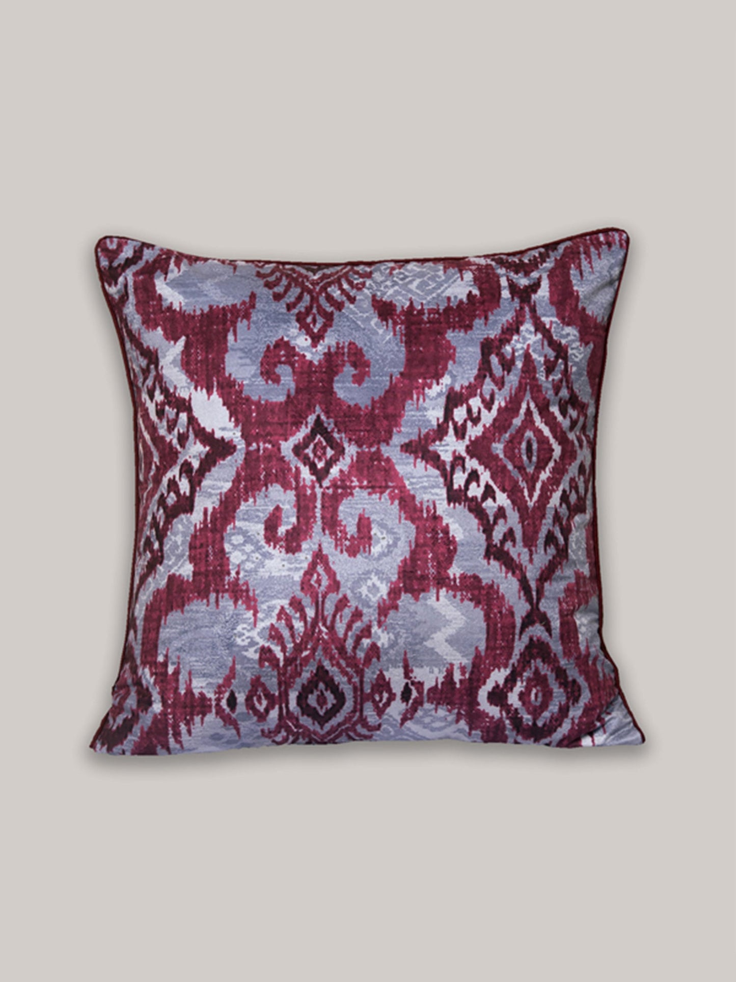 Cushion Cover Velvet Printed Ikat Maroon - 20"X20"