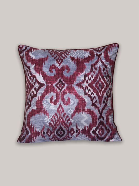 Cushion Cover Velvet Printed Ikat Maroon - 20"X20"