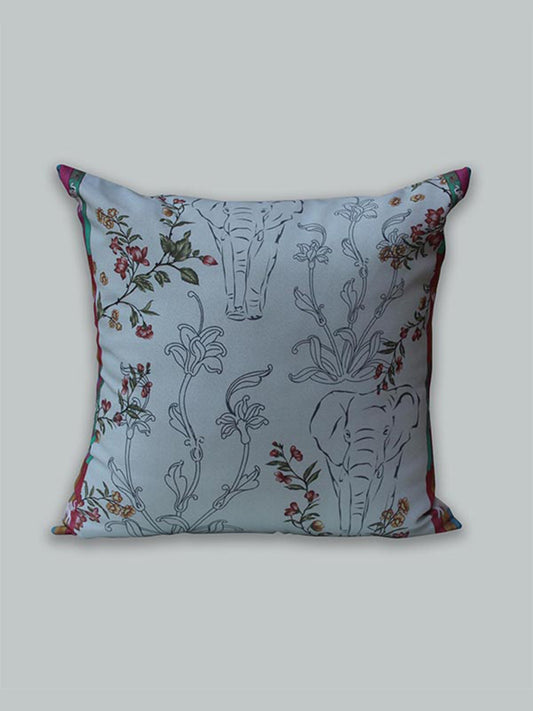 Cushion Cover 100% Polyester Print With Hand Embroidered Light Green - 20"X20"