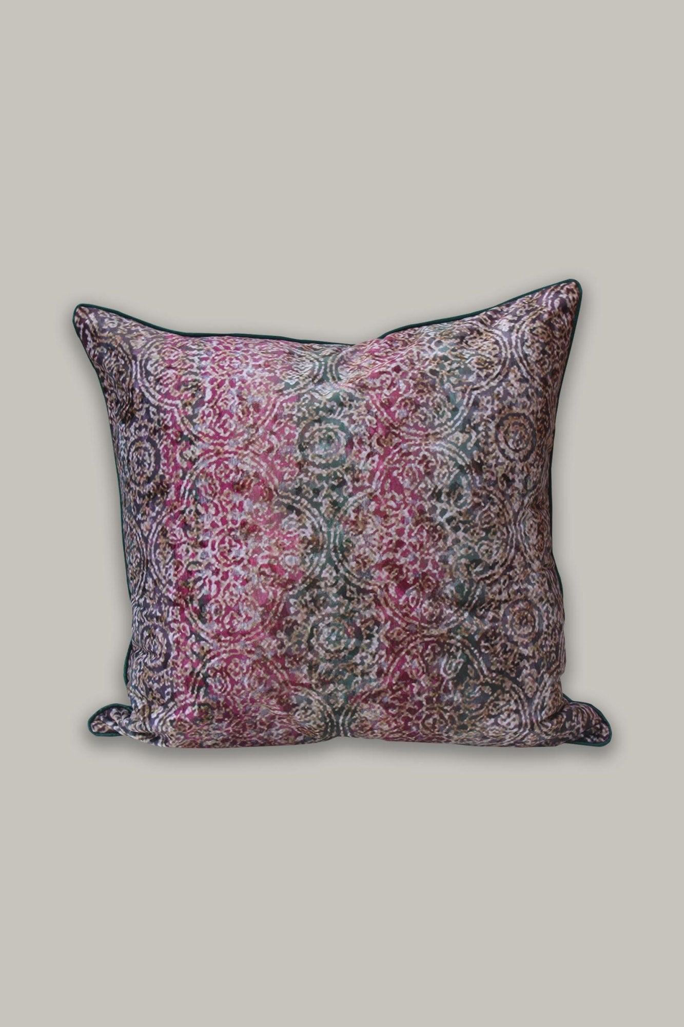 Embroidered Cushion Cover Velvet Digital Printed Multi - 20" X 20"