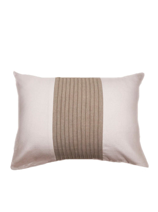 Technique Cushion Cover Cotton Blend Pintuck White Beige - 14" X 19"