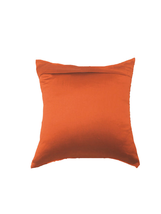 Cushion Cover with Sequence Work on Border 100% Polyester Rust - 12"x12"