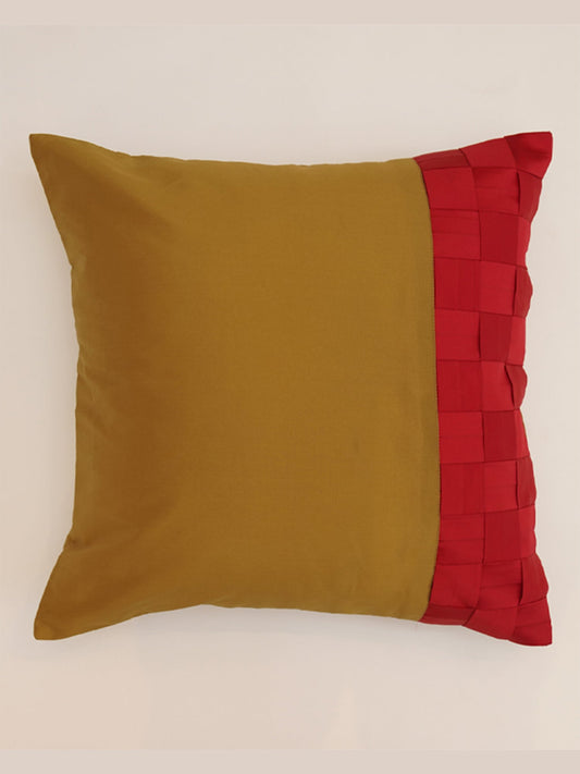 Cushion Cover Polyester Patchwork Weave Mustard Yellow - 16" X 16"