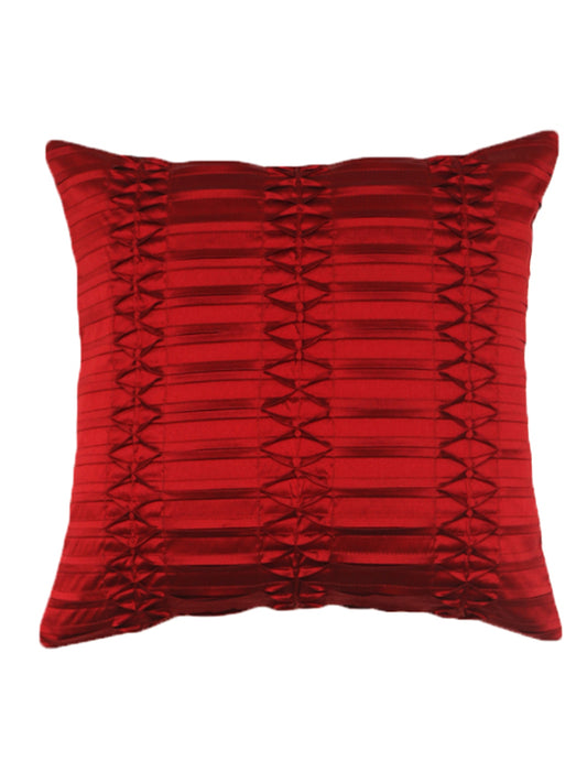 Technique Cushion Cover Set Of 3 100% Polyester Shell And Center Pleated Brown And Red  - 16" X 16"