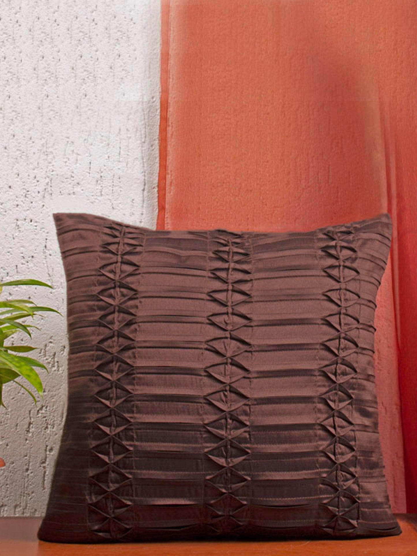 Technique Cushion Cover 100% Polyester Diamond Pleated Dark Brown - 16" X 16"