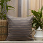 Embroidered Cushion Cover Cotton Blend Striped Light Grey - 16" X 16"