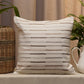 Embroidered Cushion Cover Cotton Blend Striped Light Grey - 16" X 16"