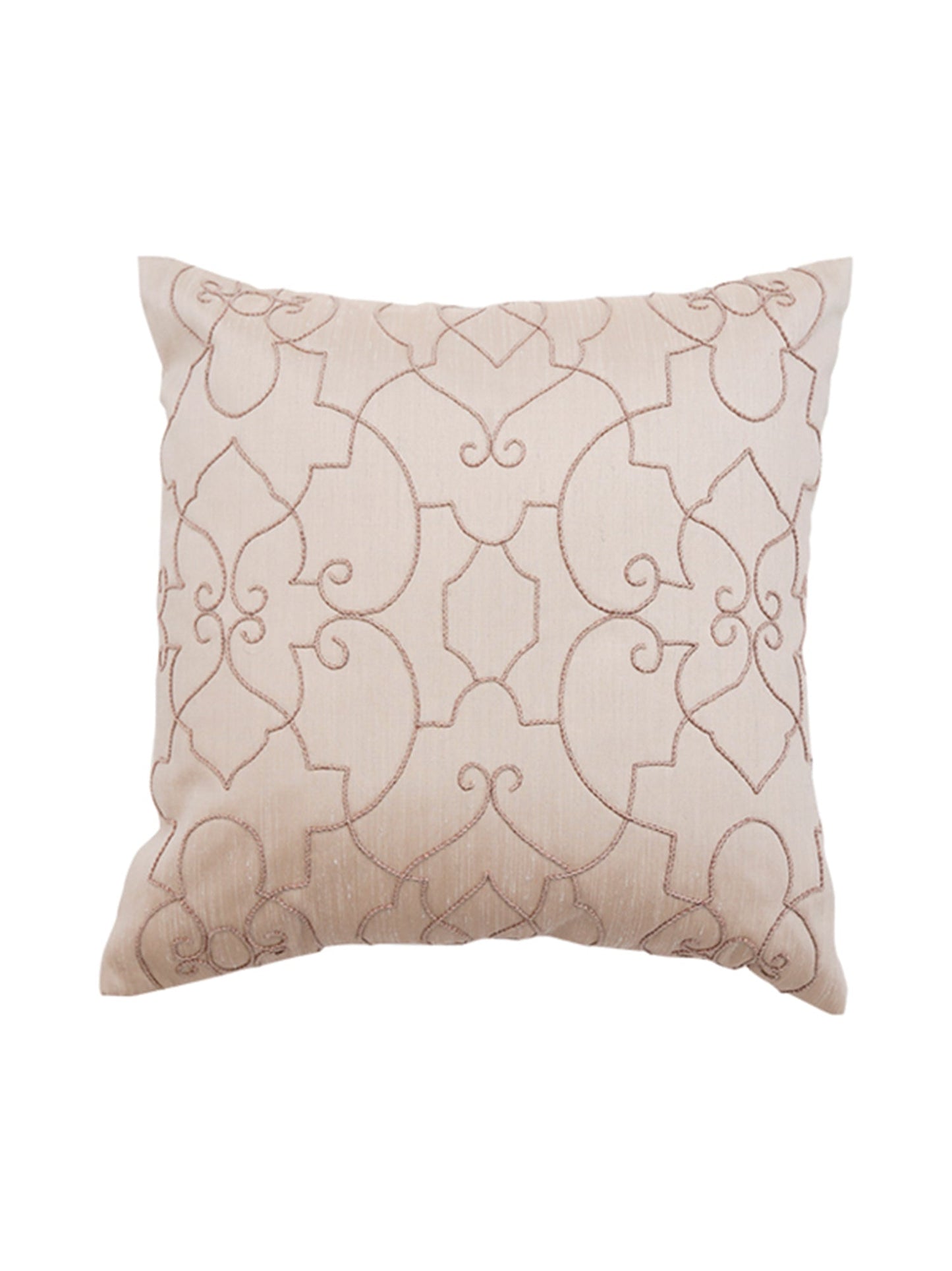 Embroidered Cushion Cover Beige Peach - 16" X 16"