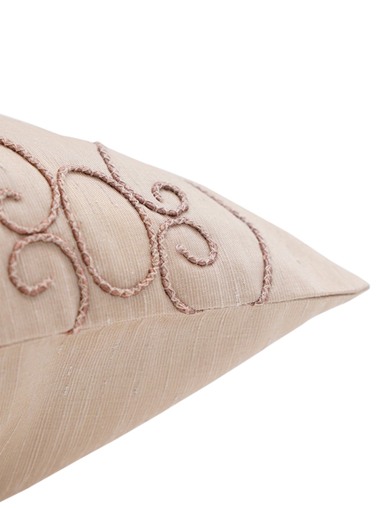 Embroidered Cushion Cover Beige Peach - 16" X 16"