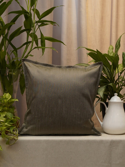 Cushion Cover Solid Polyester Blend Flange Gold 16"X16"