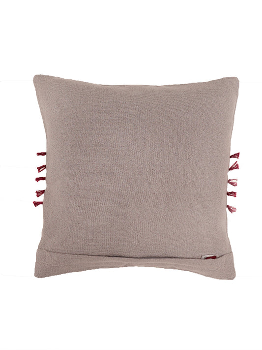 Embroidered Cushion Cover Cotton Blend   Grey - 16" X 16"