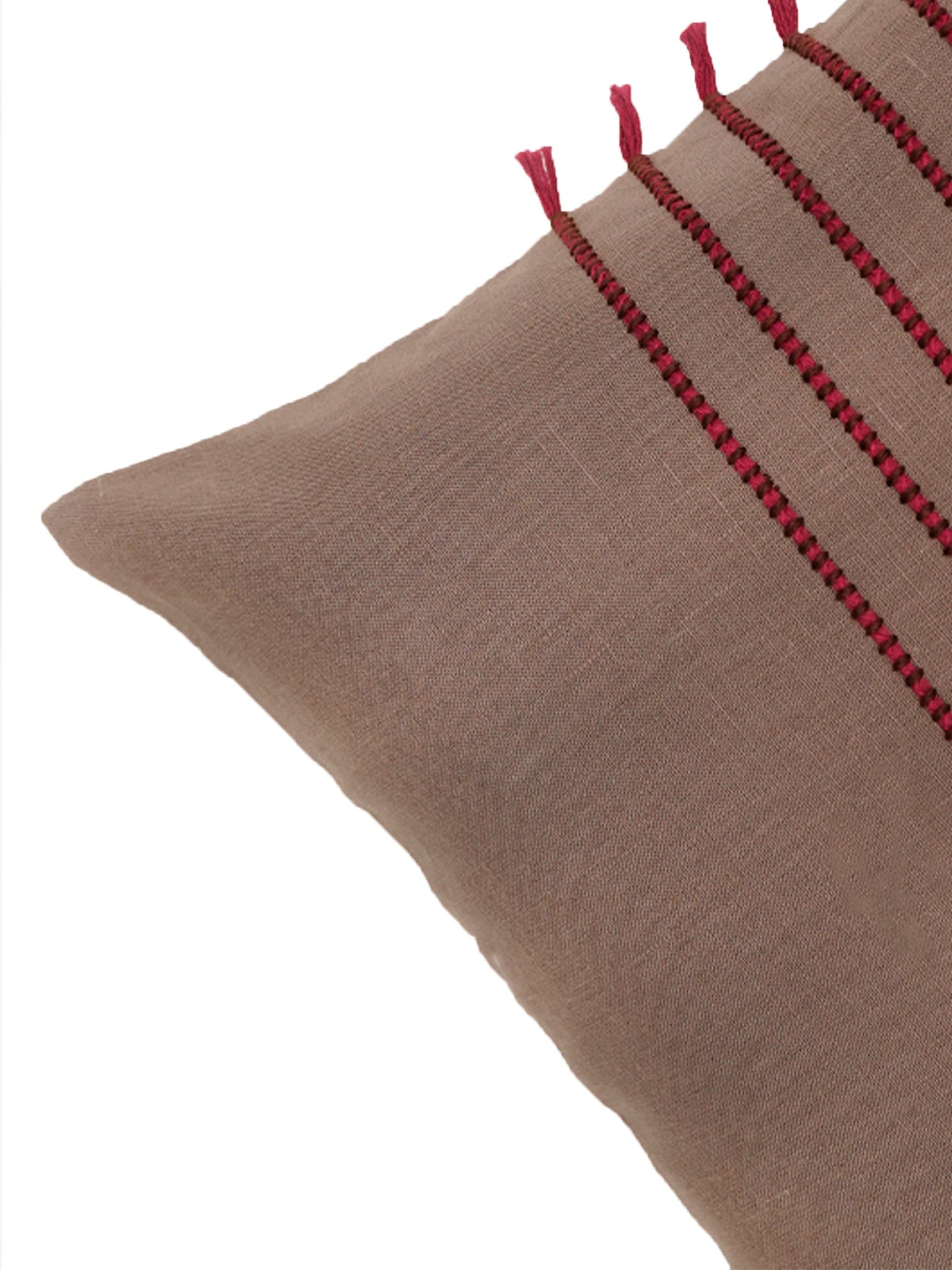 Embroidered Cushion Cover Cotton Blend Brown- 16"x16"