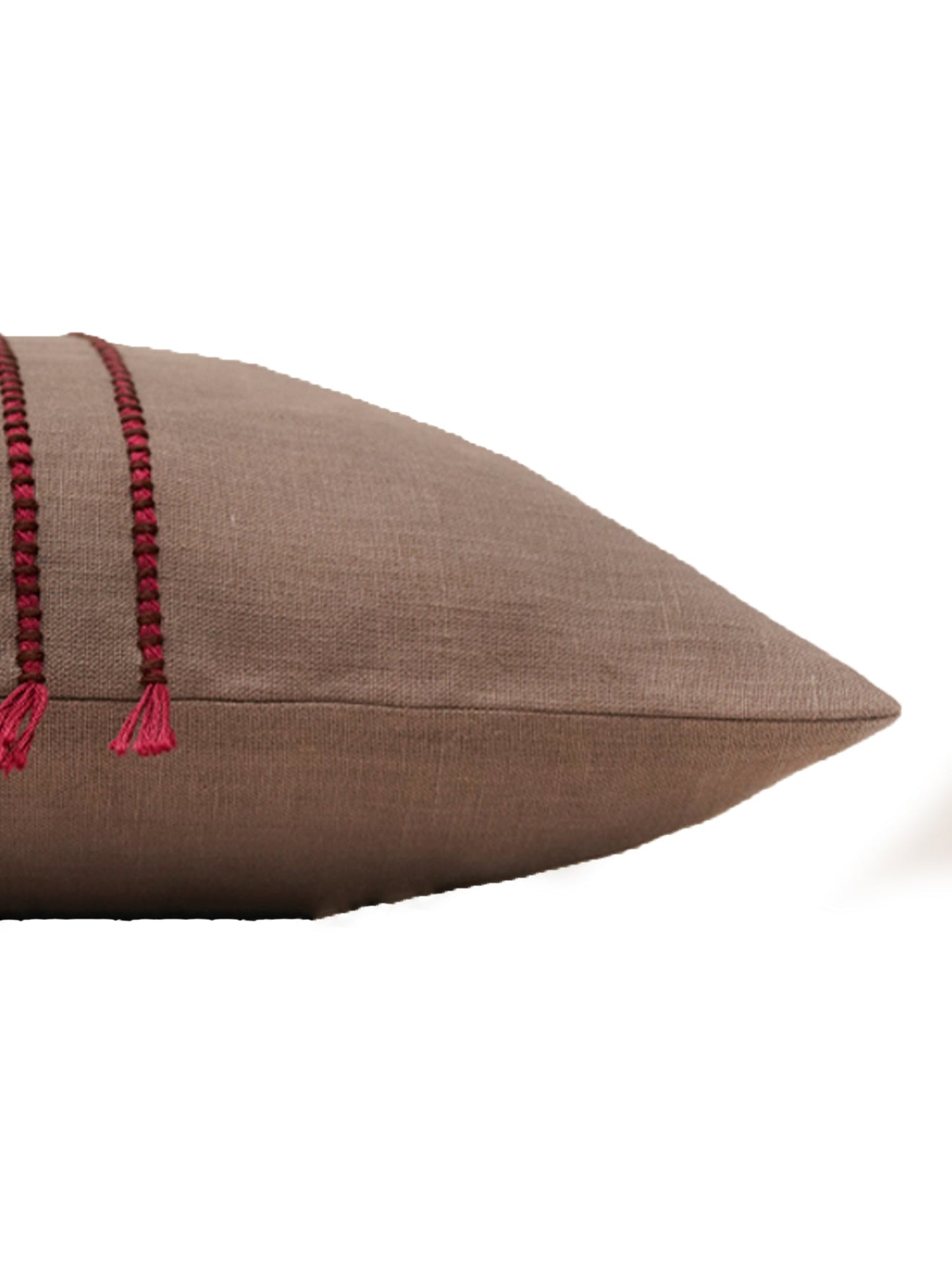 Embroidered Cushion Cover Cotton Blend Brown- 16"x16"