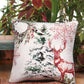 Printed Reindeer Cushion Cover with Antique Gold Embroidery and Cord Piping Cotton Blend Multi - 16" x 16"