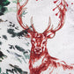Printed Reindeer Cushion Cover with Antique Gold Embroidery and Cord Piping Cotton Blend Multi - 16" x 16"