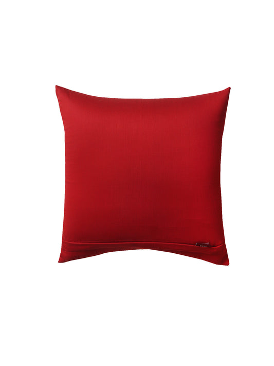 Plaid Checks Cushion Cover with Chawal Taka Poly Canvas Beige/Red - 16" x 16"