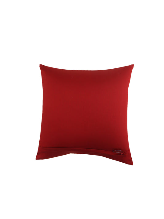 Printed and Antique golden Embroidery Cushion Cover Cotton Polyester Beige - 16" x 16"