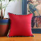 Pom Pom Cushion Cover Polyester Blend Solid Red - 16" x 16"